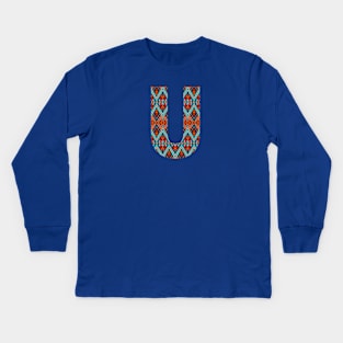 Letter U- boho design Kids Long Sleeve T-Shirt